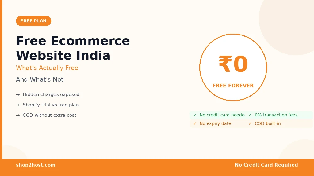 Free ecommerce website India — what is actually free vs hidden charges